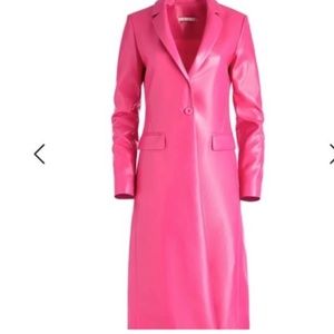 Alice and Olivia Vegan Leather Pink Long Blazer Coat